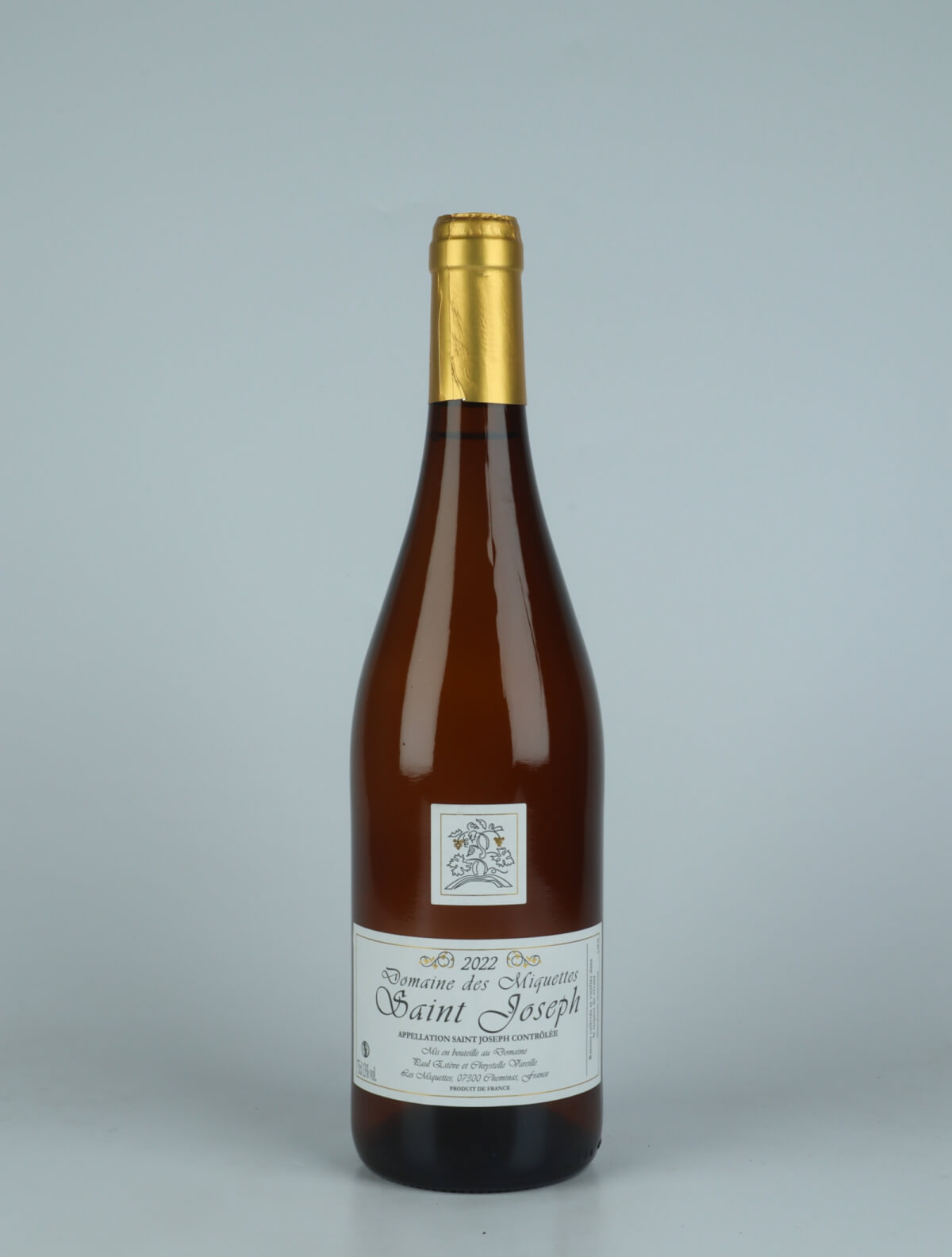 En flaske 2022 Saint-Joseph Blanc Hvidvin fra Domaine des Miquettes, Rhône i Frankrig